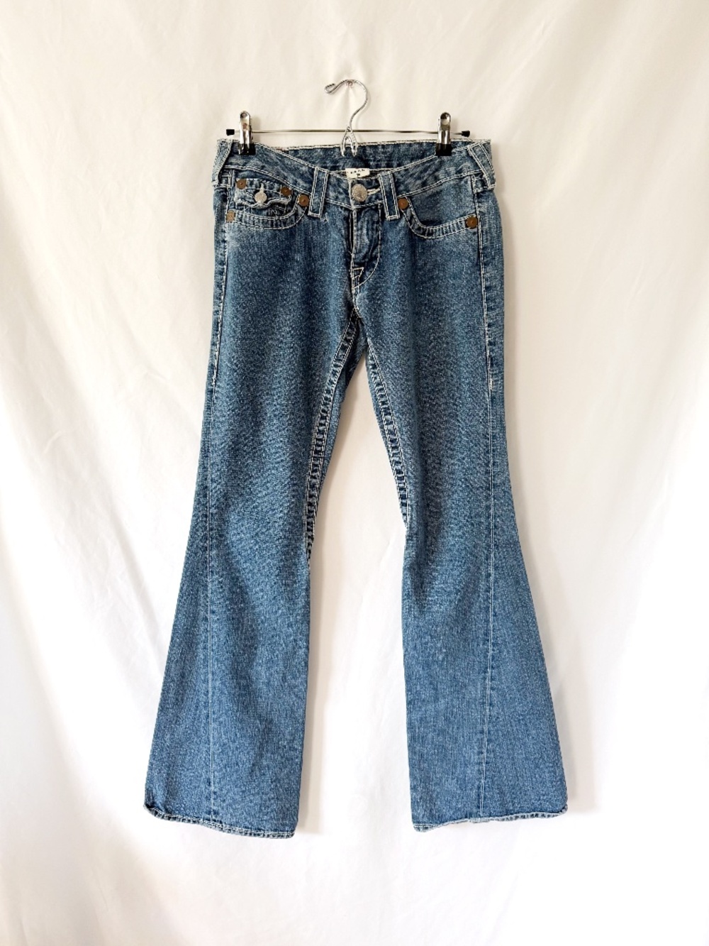 True Religion Joey Big 7 (Big T) Twisted Seam Flare Jeans Size 28